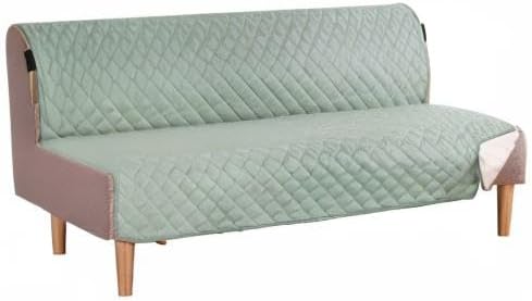 H.VERSAILTEX Reversible Futon Cover Water Repellent Armless Sofa Slipcover Washable Furniture Protector with Adjustable Elastic Strap Anti-Slip Futon Bed Cover for Dogs 70" Width(Desert Sage/Beige)