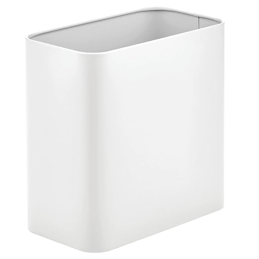 mDesign Metal Wastepaper Bin — Compact Rectangular Bathroom Bin — Rubbish Basket - Image 6