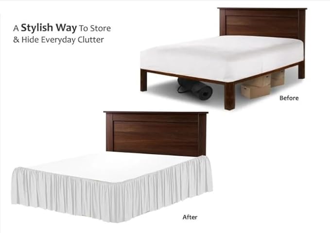 SlumberWell Twin Bed Skirt with Split Corners, Soft Microfiber, 21 Inch Drop, Light Grey Solid, Elegant Ruffled Design