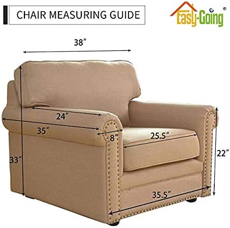 Easy-Going Chair Sofa Slipcover Reversible Sofa Cover Water Resistant Couch Cover Furniture Protector Cover with Elastic Straps for Pets Kids Children Dog Cat (Chair, Christmas Red/Ivory)