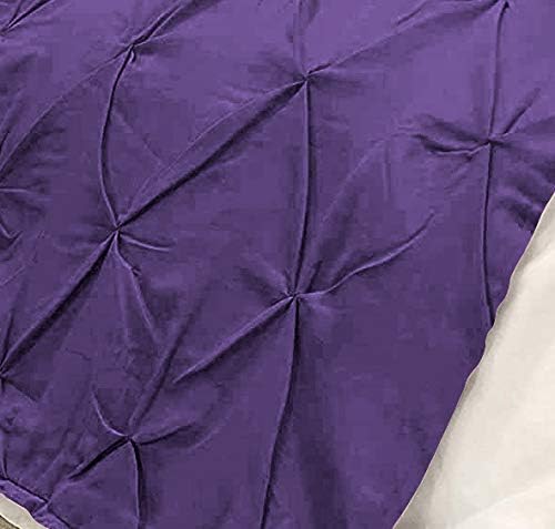 Bed Runner Set - 100% Pure Cotton 800 Thread Count - Luxury 1 Pinch Pleated Bed Runner and 2 Pillow Cover - 3 Piece Pinch Pleated Bed Runner Set Queen, Purple