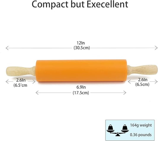 Silicone Rolling Pin for Baking Non-stick Rolling Pin Dough Roller Wooden - Image 2