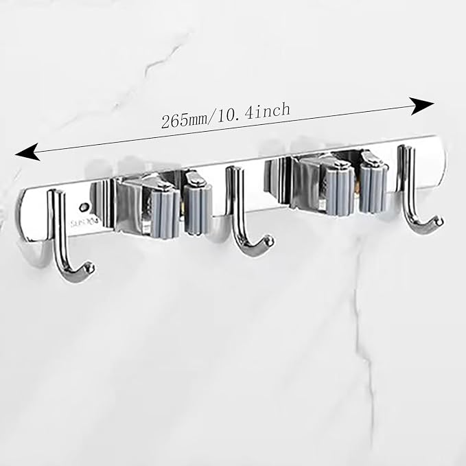 Stainless Steel Wall Mounted Mop Holder Multifunctional Mop Holder - Image 5