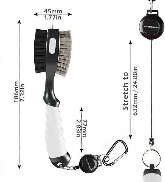 THIODOON 2 Pack Golf Club Brushes and Groove Cleaner 2 ft Retractable Zipline - Image 2