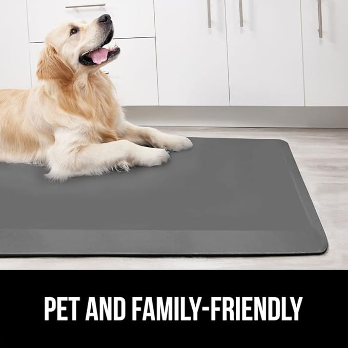 GORILLA GRIP Comfortable Cushioned Kitchen Mats for Floor, Waterproof and Stain Resistant Soft Top, 3/4 Inch Thick Ergonomic Standing Desk Anti Fatigue Mat, Foam Supports Ankles and Feet, 20x32, Grey