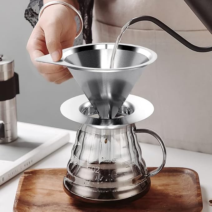 LHS Pour Over Coffee Dripper Reusable Coffee Filter Paperless Coffee Filter - Image 7