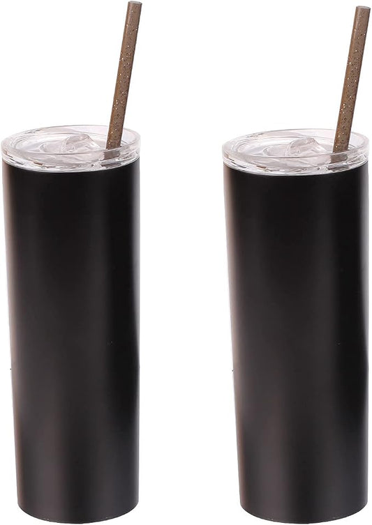 DAKOUFISH 11 Inch Long Glitter Black Reusable Tritan Replacement Drinking Straws - Image 2