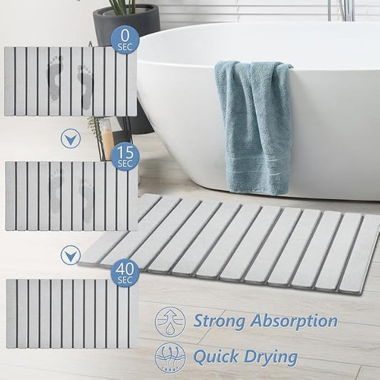 AWW Foldable Stone Bath Mat, Quick Dry Diatomaceous Earth Bath Mat - Image 2