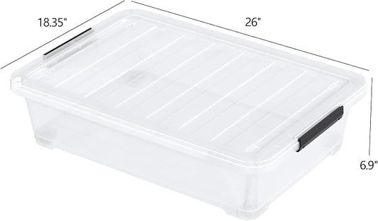 Set of 3 42 L Clear Plastic Under The Bed Storage Bins, Underbed Box - Image 2