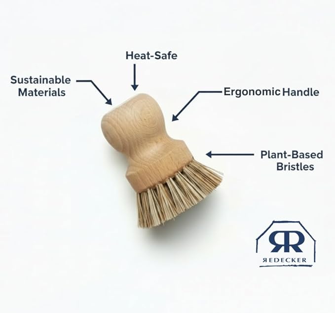 REDECKER Natural Fiber Bristle Pot Brush, Untreated Beechwood Handle, - Image 4
