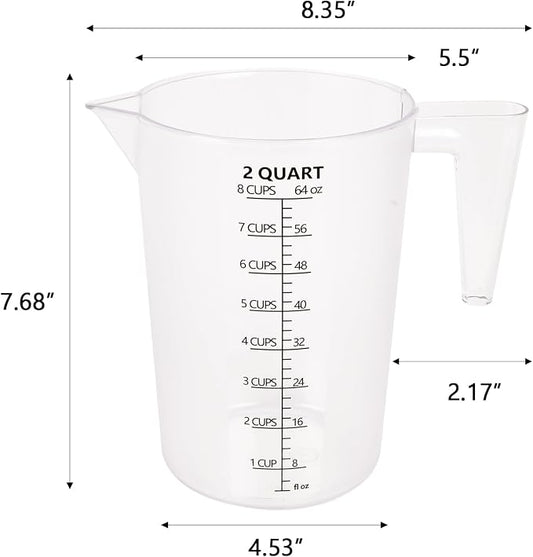 Food-Grade Plastic Measuring Pitcher – 64 Ounce & 8 Cups Measuring Cups - Image 2