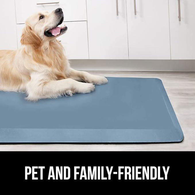 GORILLA GRIP Comfortable Cushioned Kitchen Mats for Floor, 48x20, Waterproof and Stain Resistant Soft Top, 3/4 Inch Thick Ergonomic Standing Desk Anti Fatigue Mat, Foam Supports Ankles, Feet, Sky Blue