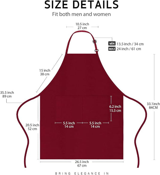 Syntus Apron for Men Women, Adjustable Cooking Kitchen Chef Aprons - Image 2