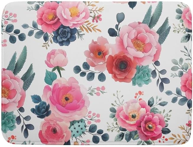 Spring Floral Dish Drying Mat for Kitchen Counter Spring Summer Flowers Kitchen by Kawani