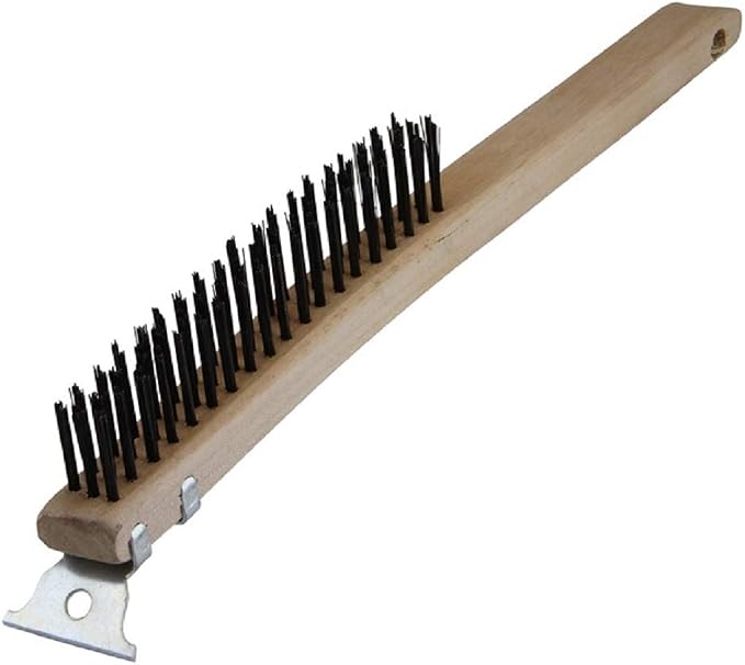 Warner 13-5/8" 3x19 Row, Wood Handle Wire Brush w/Scraper by WarnerManufacturingCo