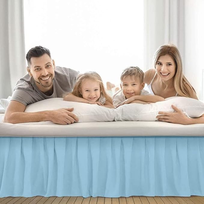 Ruffle Bed Skirt with Split Corners, Microfiber Dust Ruffled for a Perfectly Tailored Bedding Ensemble, Wrinkle and Fade Free, Easy Fit, Twin Size 16 Inch Drop, Light Blue