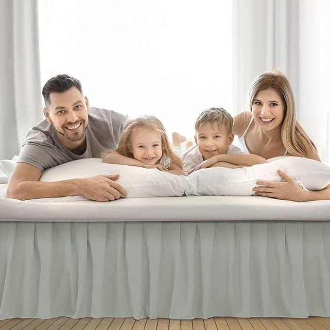 Ruffle Bed Skirt with Split Corners, Microfiber Dust Ruffled for a Perfectly Tailored Bedding Ensemble, Wrinkle and Fade Free, Easy Fit, Twin Size 12 Inch Drop, Light Grey