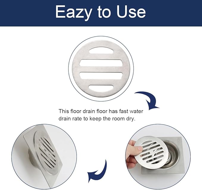uxcell Shower Drain Hair Catcher, 3.9 inch Stainless Steel Round Floor Drain - Image 6