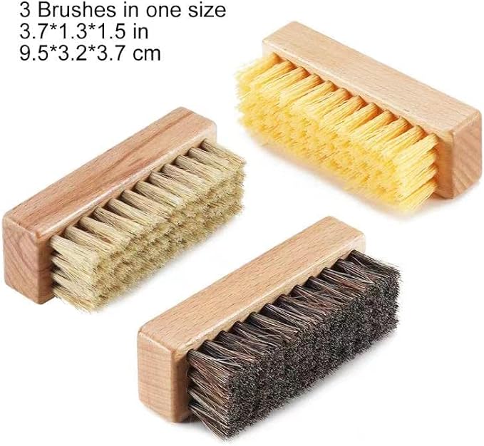 Shoe Cleaning Brush Set with Nylon, Boar and Horsehair Bristles, Wooden Sneaker - Image 6