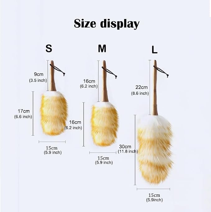 Wool Duster with Wooden Handle, Household with Hanging Rope Small Hand Duster - Image 7
