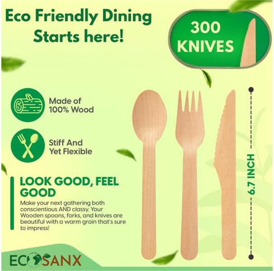 300 PCs Wooden disposable knives - Image 2