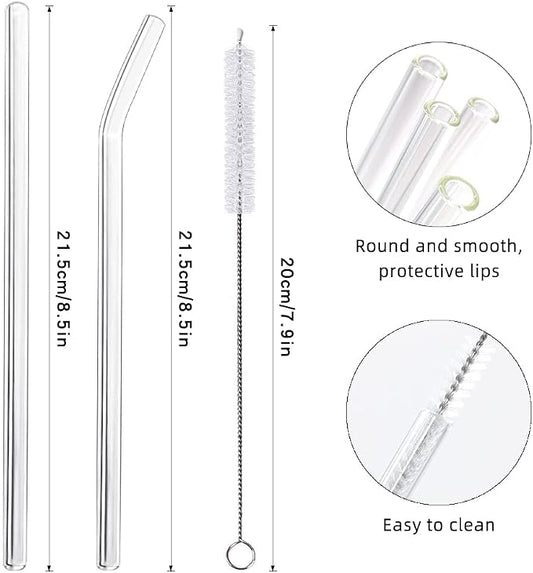 16 Pack Reusable Glass Straws, Milkshakes - Image 2