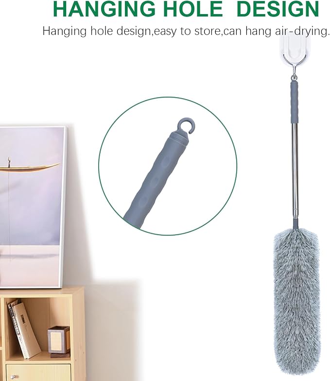 Microfiber Feather Duster with Extendable Pole, 100-inch Extra-Long Dusters - Image 7