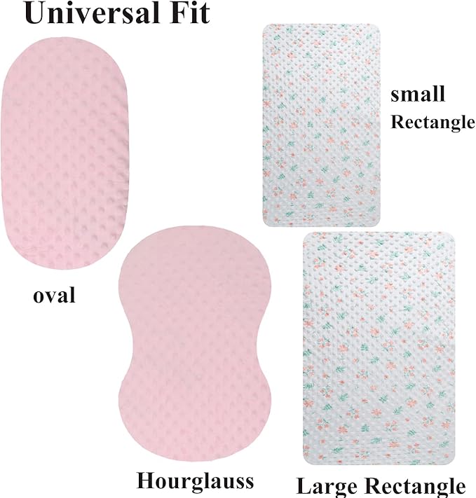 Dot Bassinet Sheet Set 2 Pack Stretch Fitted Bedside Sleeper Bassinet Sheets Sheets,Ultra Soft, for Baby Girls and Boys Pink, Floral