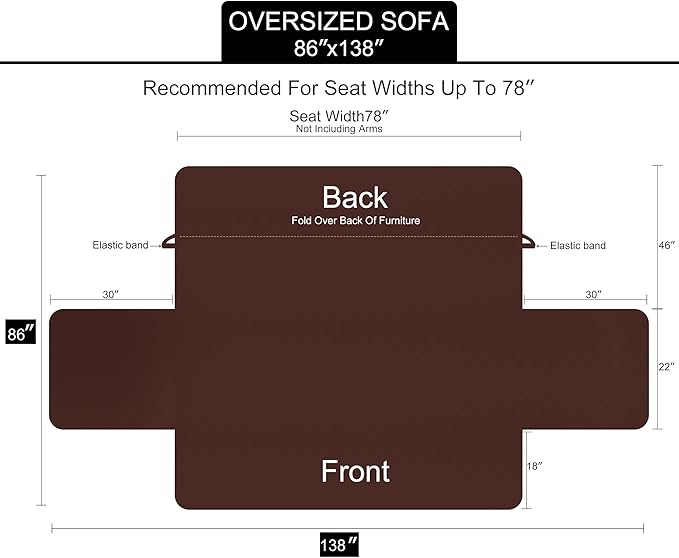 U-NICE HOME Large Sofa Cover Reversible Couch Cover for Dogs with Elastic Straps Water Resistant Furniture Protector for Pets Couch Cover for 4 Cushion Couch (Oversized Sofa, Huntergreen/Sage)