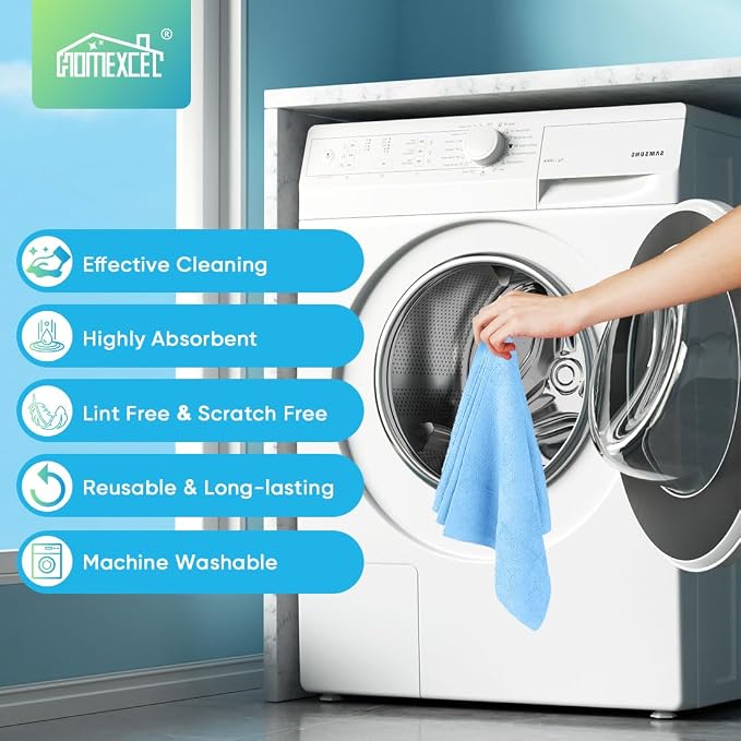 HOMEXCEL Blue Microfiber Cleaning Cloths, 20 Pack Cleaning Rags - Image 7