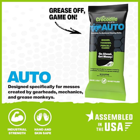 Crocodile Cloth Auto Cleaning Wipes – 10 XL Disposable Wipes - Image 2