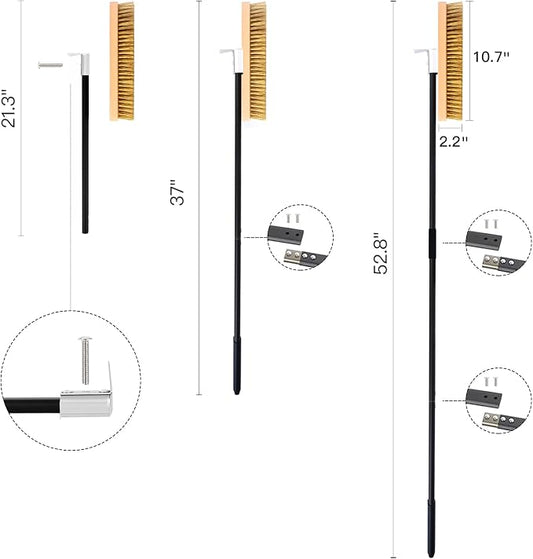Large Pizza Oven Brush with Scraper, 10.7" Length Brass Bristles Grill Brush - Image 2