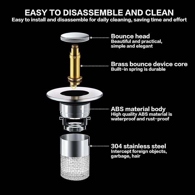 Bathroom Sink Drain Strainer, Pop Up Sink Drain Strainer - Image 7