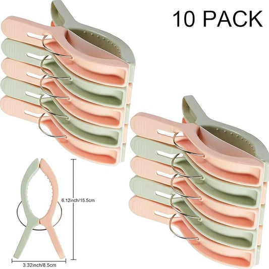 10 Pack Beach Towel Clips for Beach Chairs Jumbo Size Towel Clamps Lounge Pool - Image 2