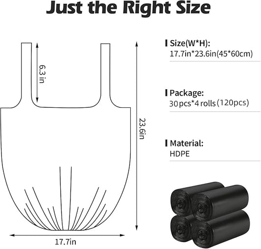 2-4 Gallon Portable Trash Bags, Bedroom Trash Can, Strong Trash Bags(Black) - Image 2