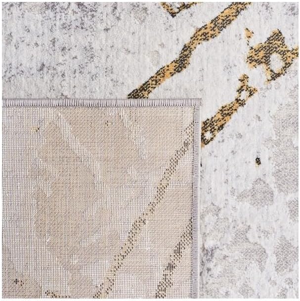 SAFAVIEH Amelia Collection Area Rug - 10' Square, Grey & Gold, Modern Abstract Design, Non-Shedding & Easy Care, Ideal for High Traffic Areas in Living Room, Bedroom (ALA293G)