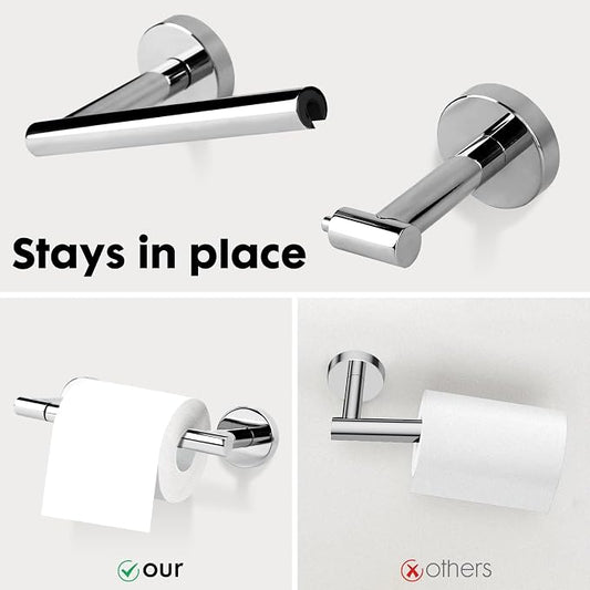 Polished Chrome Toilet Paper Holder Set, Stainless Steel Towel Ring, Double - Image 2