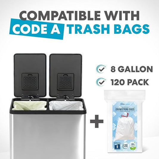 Simpli-Magic 16 Gallon Step Trash Can – Dual Compartment Kitchen Garbage Can - Image 2