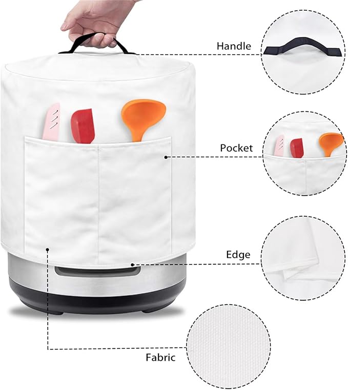 Rose Dust Cover for 3 qt Air Fryer & Pressure Cooker Kitchen Appliance Accessories, Portable Pressure Cooker Air Fryer Rice Cooker Dust Cover with Storage Pockets