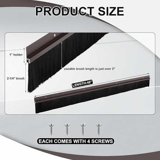 Frienda 2 Set Door Brush Bottom Sweep Brush Weather Stripping Aluminum Door Seal - Image 2