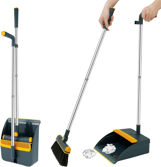 Broom and Dustpan Set for Home, 180° Rotating Broom Combo, Foldable Standing - Image 7
