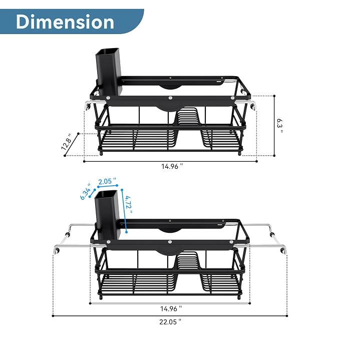 Over the Sink Dish Drying Rack, In Sink Dish Drying Racks, Expandable Dish Rack - Image 9