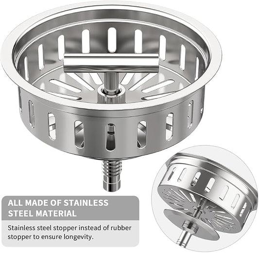 KONE 3-1/2 Inch Kitchen Sink Drain Strainer Assembly Made by All Stainless Steel - Image 2