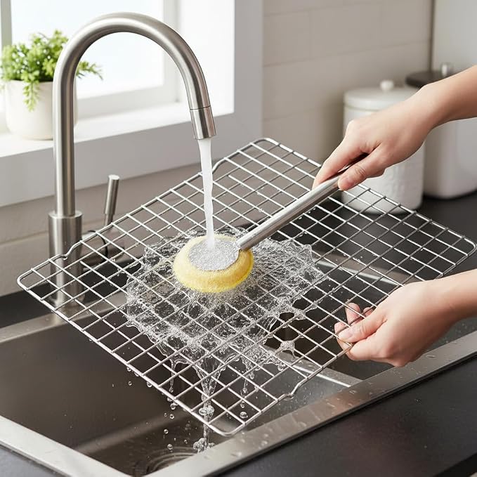 Oven Racks Clean Brush, Cast Iron Wok Skillet Scrubber Brush Non-Scratch - Image 9