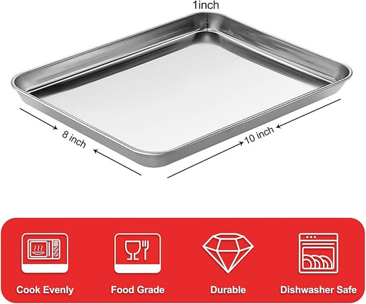 Baking Sheets for Oven, Stainless Steel Cookie Sheet Baking Pan Toaster Oven - Image 2