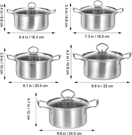 Kichvoe 5 Sets Stainless Steel Stock Pots Set - Image 2
