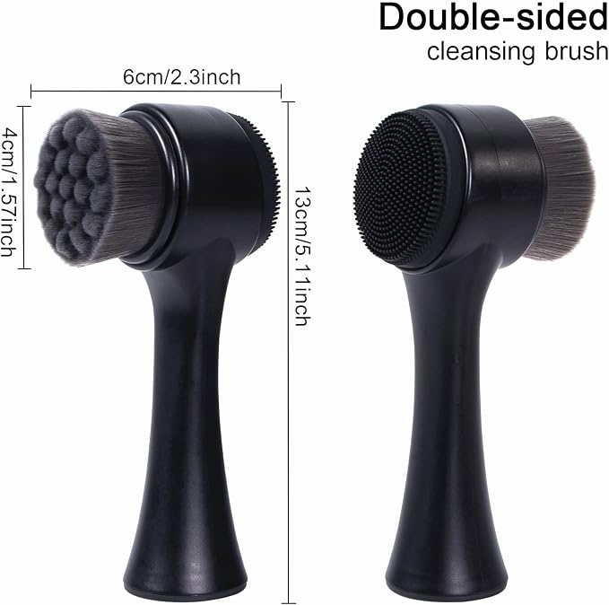 Face Brush 2 in 1, Facial Cleansing Exfoliating Scrubber Brush, Silicone Double - Image 7