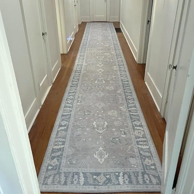 Fame Rugs Gray Modern Oushak Rug 3x5, Washable Vintage Turkish Colorful Oriental Antique Inspired Foldable Small Area Rugs, Luxury Living Room Bedroom (389GBB, 2'6" x 5')