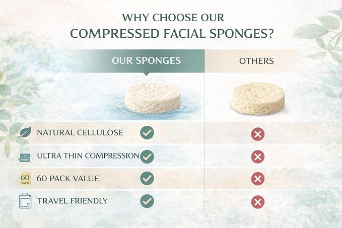 Compressed Facial Sponges 60 Pack – Natural Cellulose Facial Sponge - Image 8