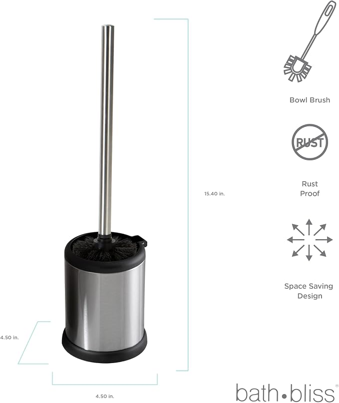 Bath Bliss Toilet Brush and Holder | Self Closing Lid | 360 Degree Brush Head | - Image 8